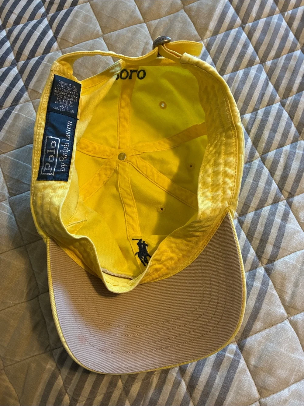 Polo by Ralph Lauren Yellow Ball Cap with Navy Pony adjustable hat